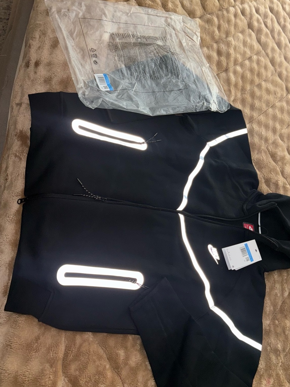 Nike Black Reflective Zip-Up Windbreaker Jacket